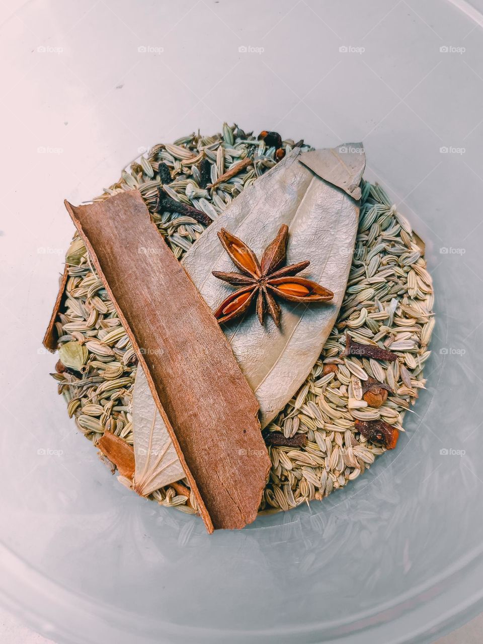 Indian spices. Indian spicy curry masala for making curry in India. Masala tea, Ayurvedic medicine used in India. Ayurveda for good health. Garam masala for meat dishes cinnamon, cardamom,star anise.