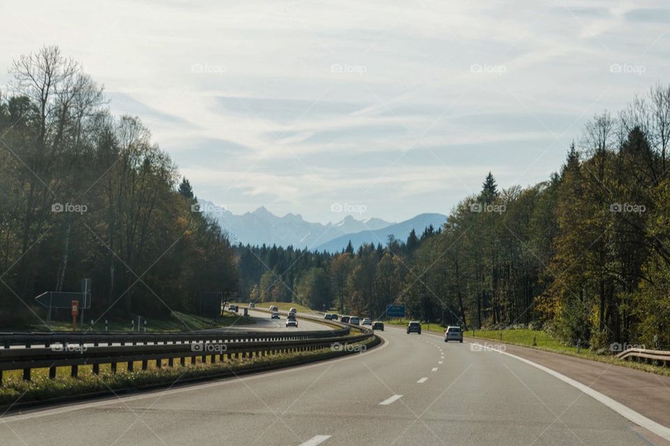 German autobahn in fall