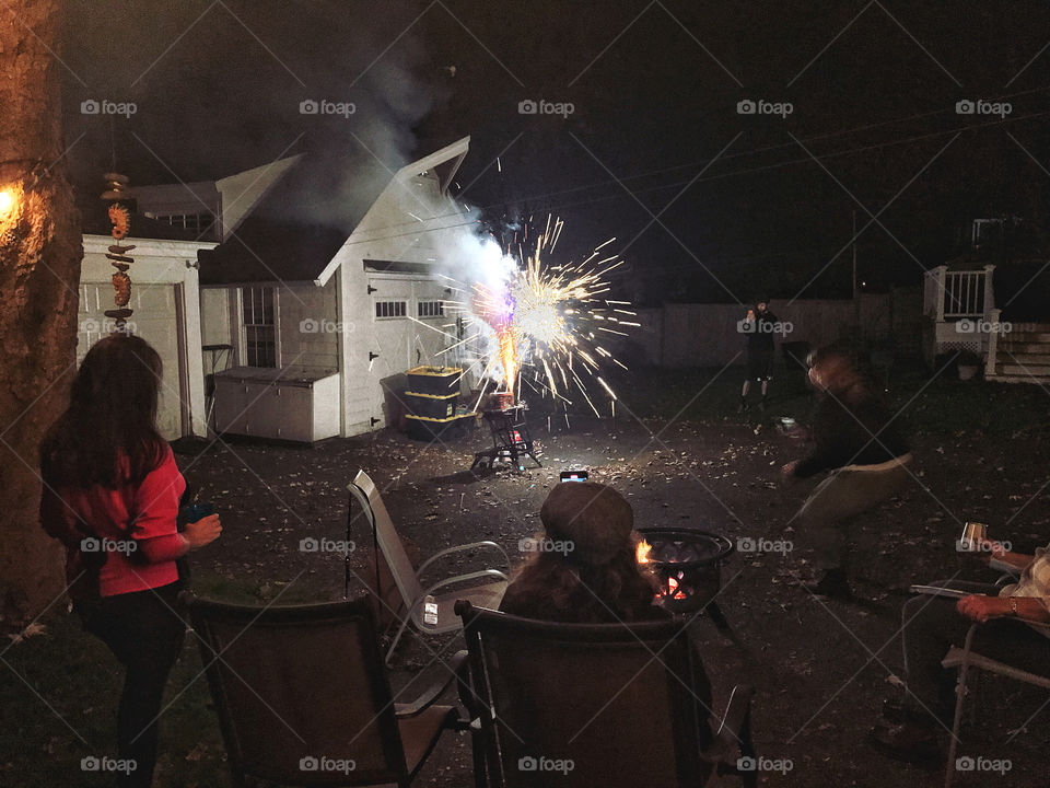 Guy Fawkes celebration with fireworks 