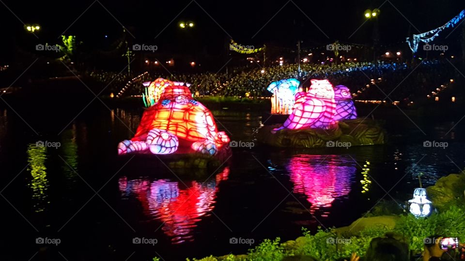 The animals light up the night during Rivers of Light at Animal Kingdom at the Walt Disney World Resort in Orlando, Florida.