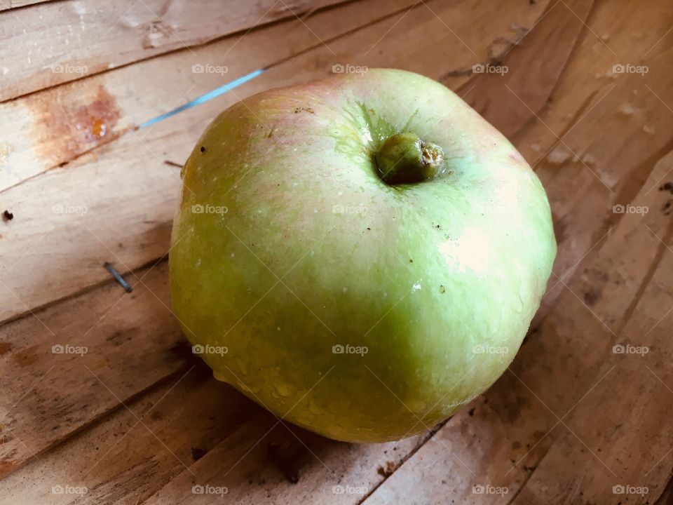 Bramley cooking apple in wooden trug 