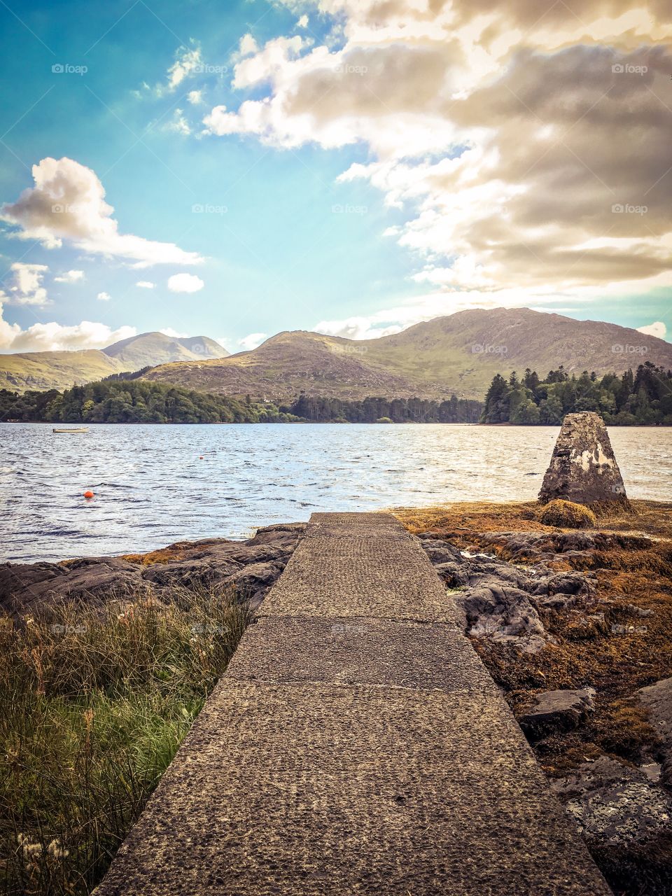 Coastline with mountains in the background. Ring of Beara, Kerry, Ireland. 