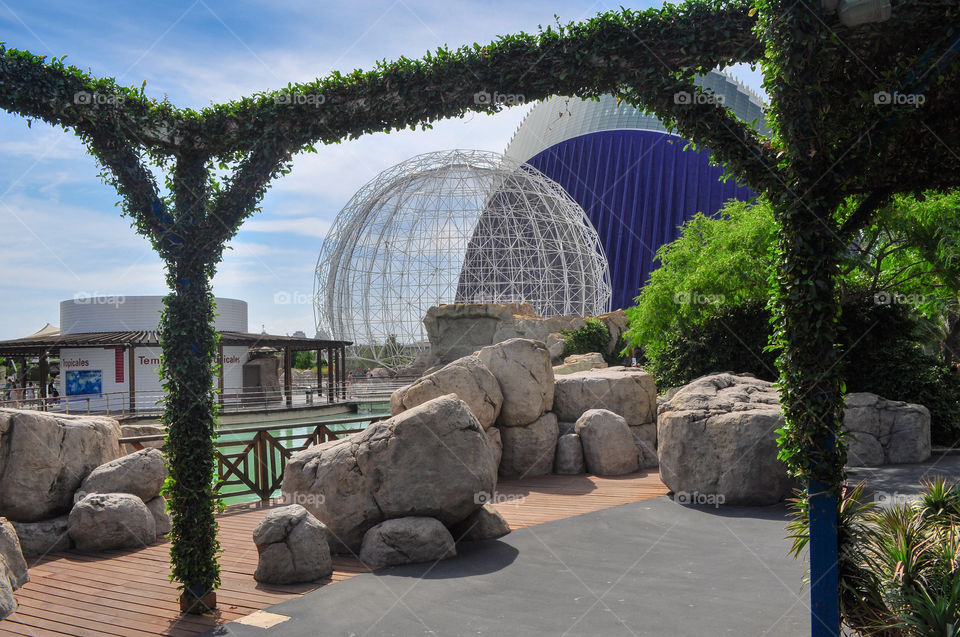 Outdoor view of oceanographic museum in Valencia 