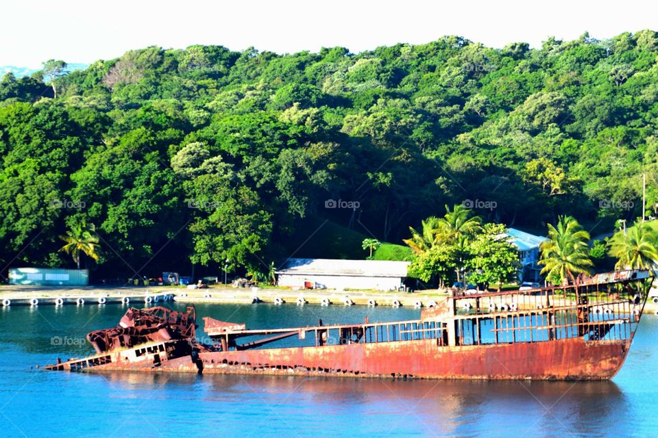 sunken boat  in Honduras