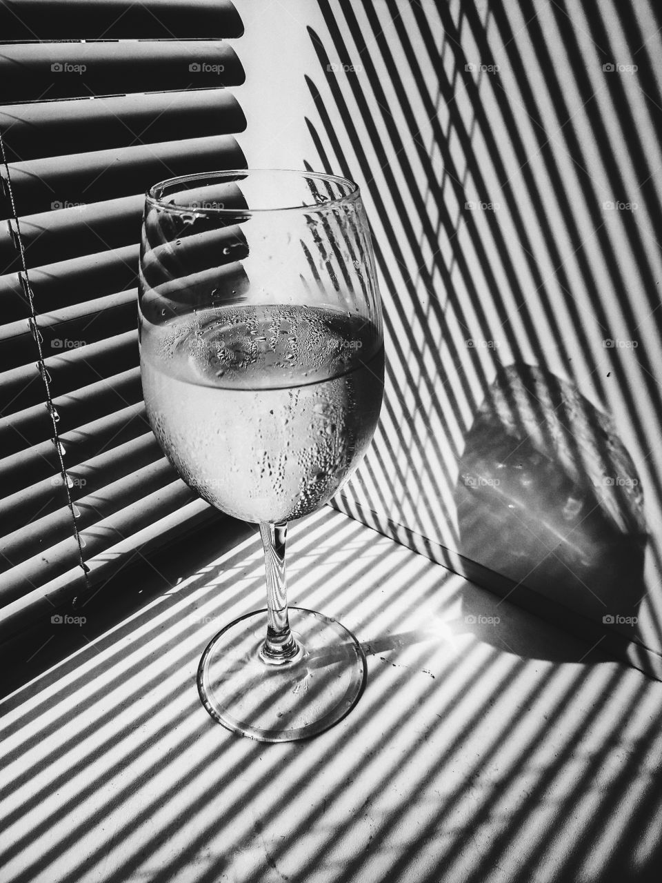 glass of wine in the rays