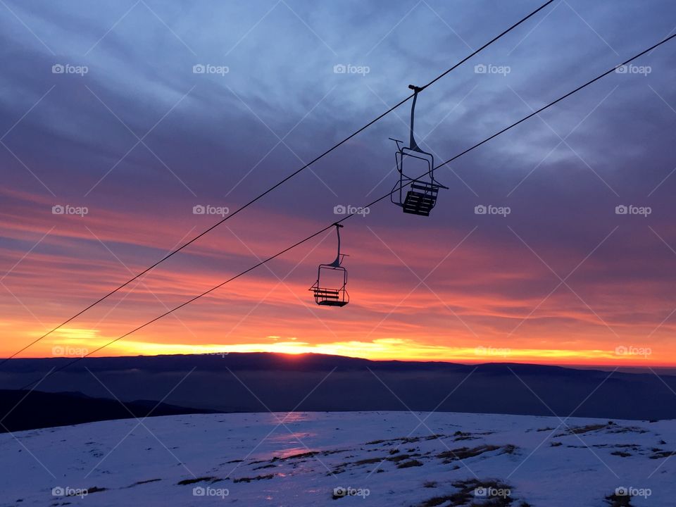 Teleski in the sunset