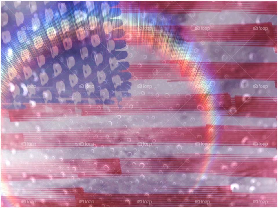 American flag and rainbow abstract.