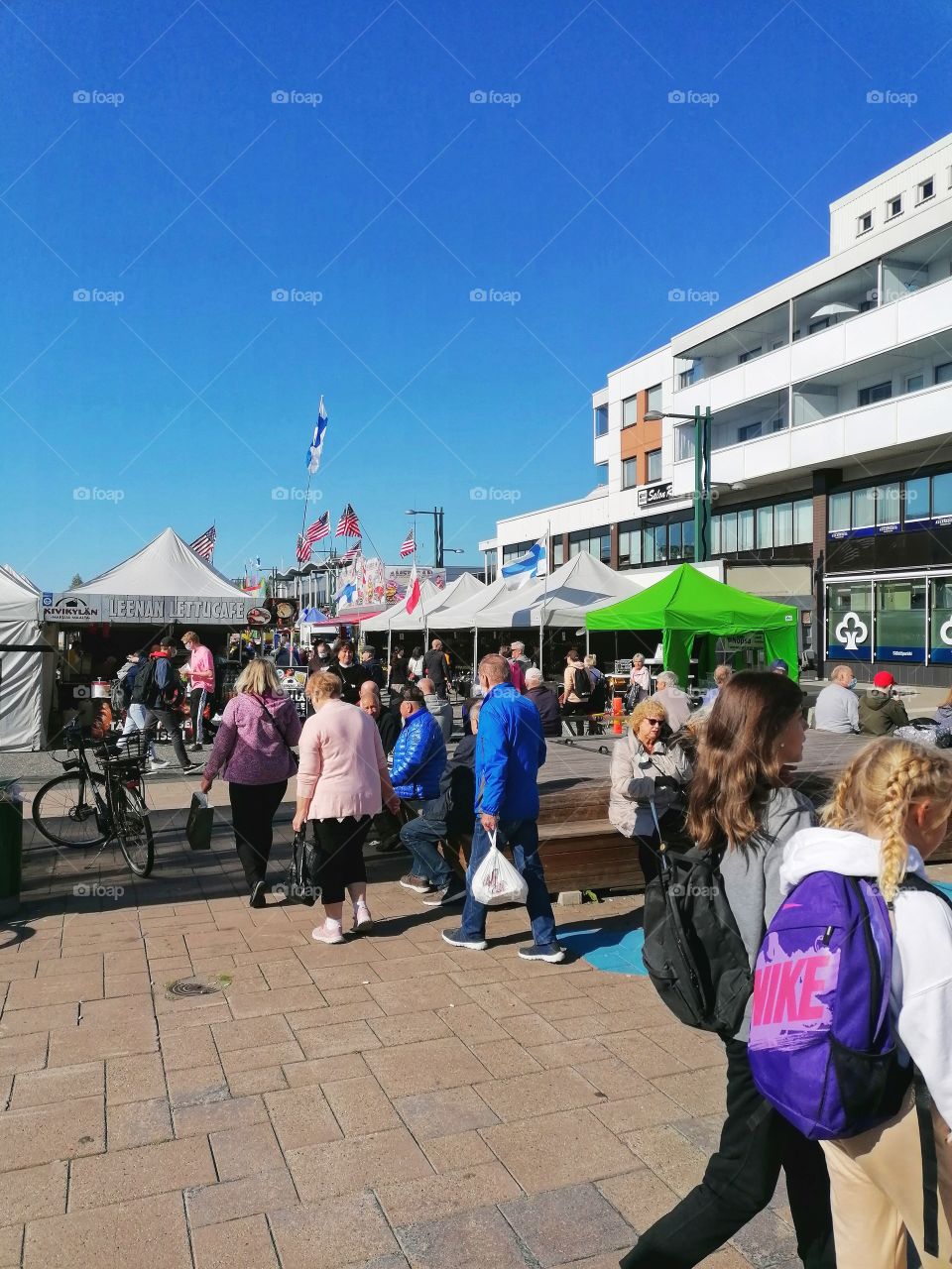 International markets in Tornio, Lapland, Finland. There are companies from several dozen different countries selling and presenting their products. People are happy when finally something happens for a long time.