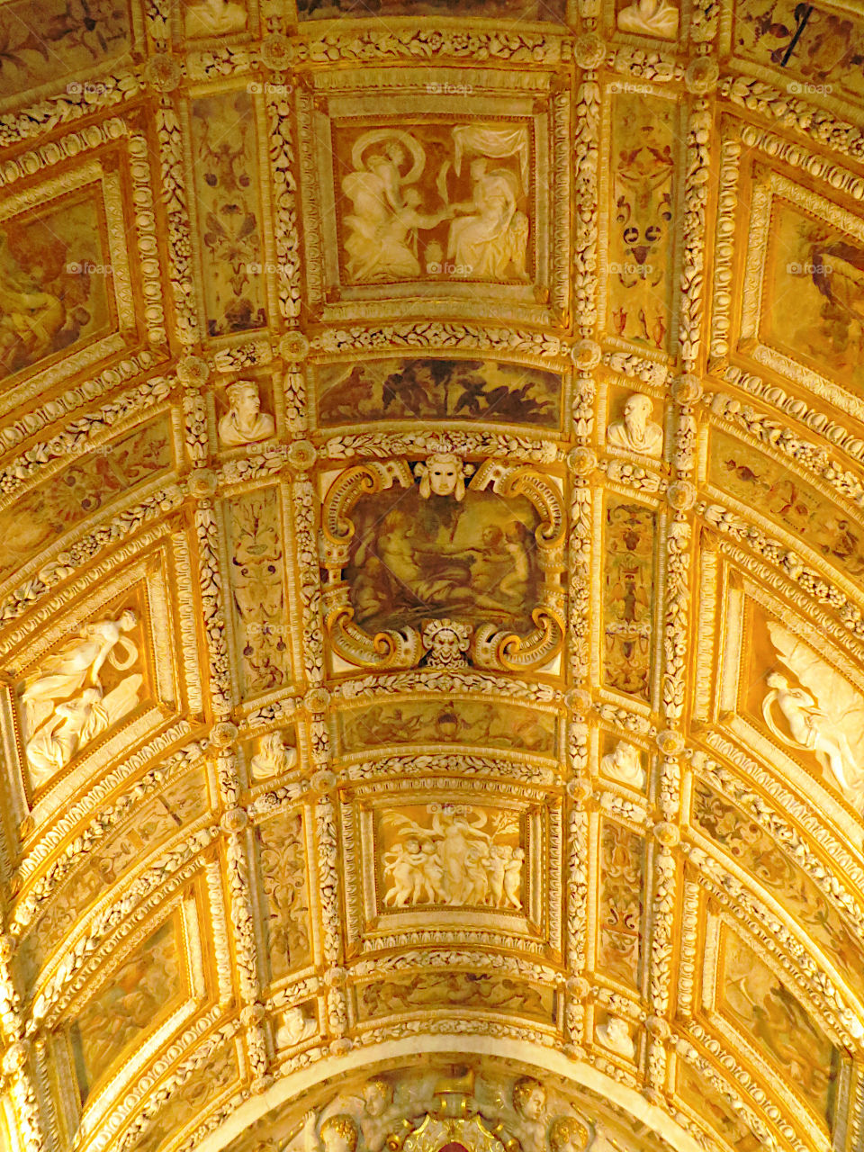 Ceiling of the golden staircase, doge's palace. Venice. 