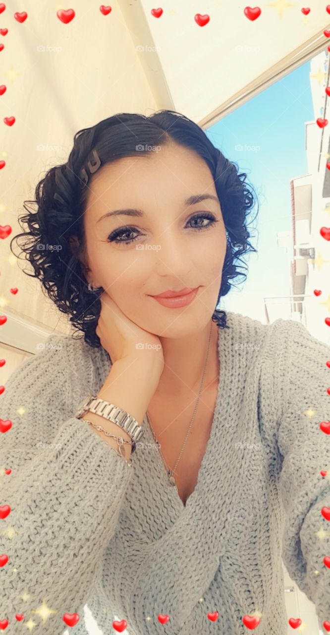 Me,selfie., portrait  Just little smile for monday morning 😁😁,with some coffe 🌞🌞☕☕☕☕😉😉😉