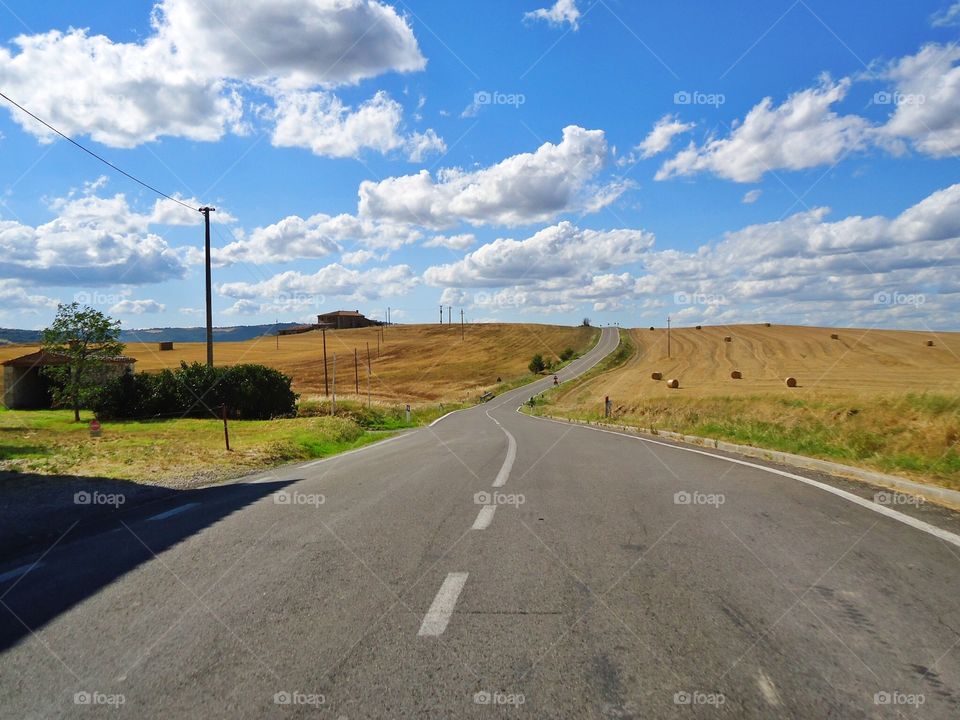 On the beautiful road. On the beautiful road in the countryside of the Tuscany,Italy