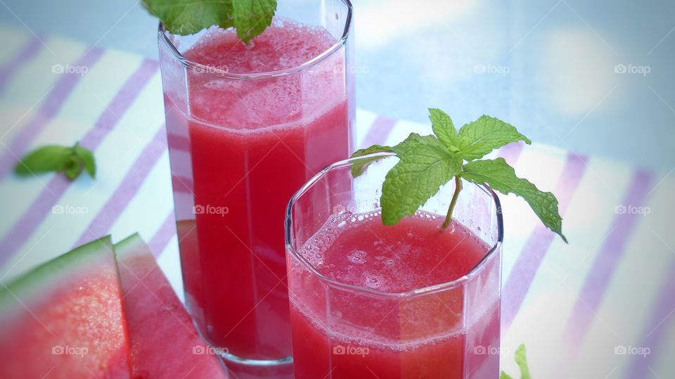 Fresh homemade Watermelon juice with mint