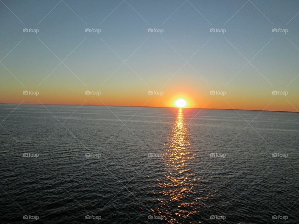 Caribbean sunset from cruise ship balcony