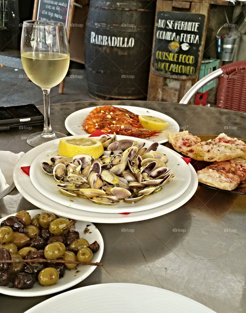 Tapas. Mercado de La Boqueria, Barcelona Spain