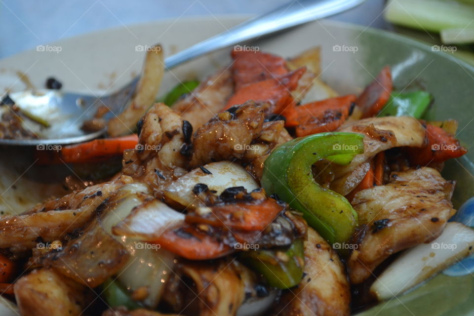 Chicken and vegetable in bowl