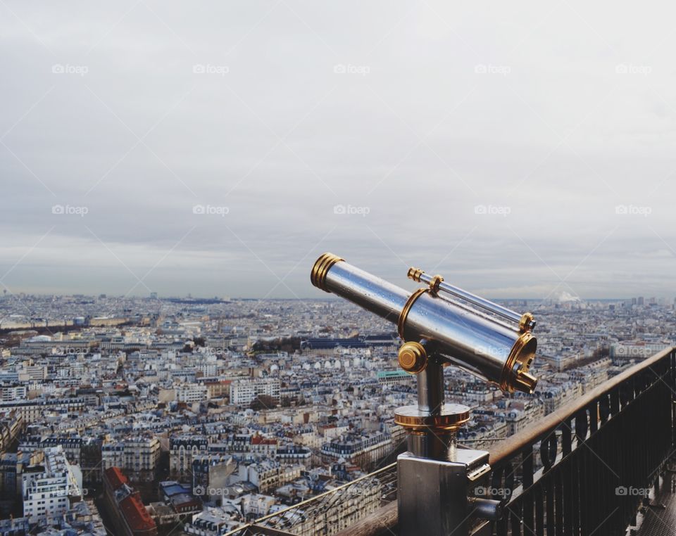 Best view in Paris. On top of the Eiffel Tower on a cold January in Paris.