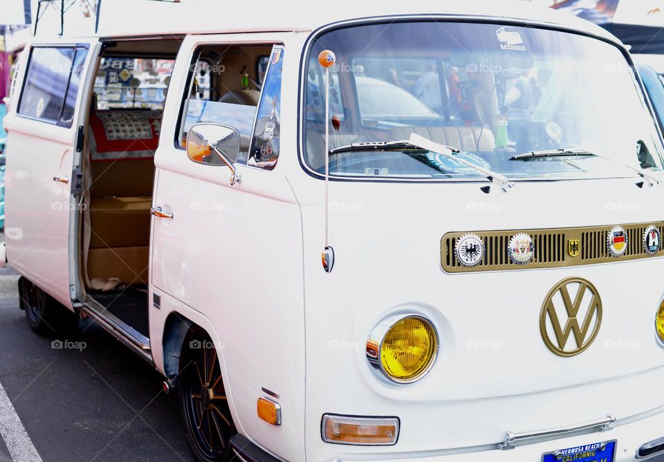 A classic VW Bus in all of it glory and on pristine condition 