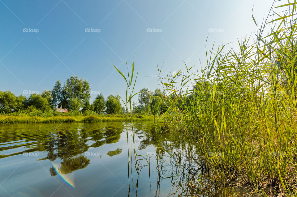 Lake, landscape, water, calm, blue
