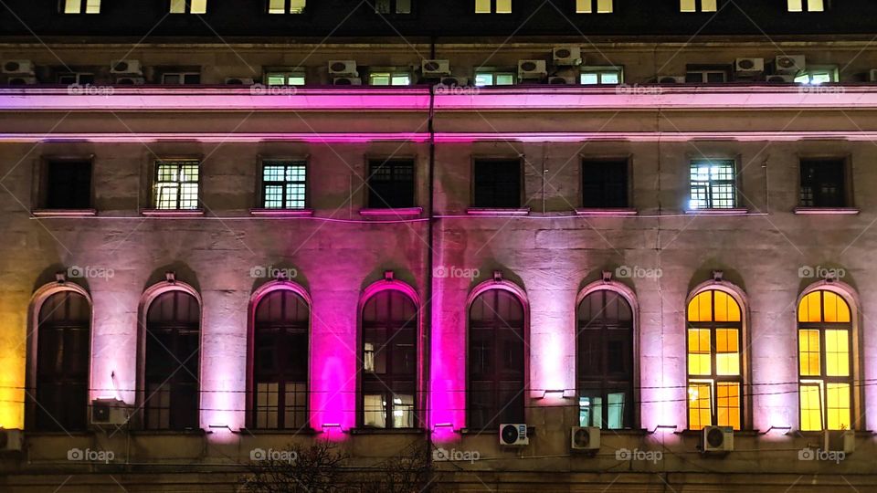 Colorful building exterior light