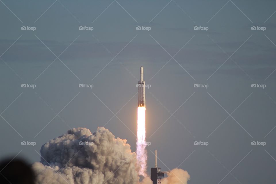 Lift off of the SpaceX Falcon Heavy on it’s first commercial mission. 