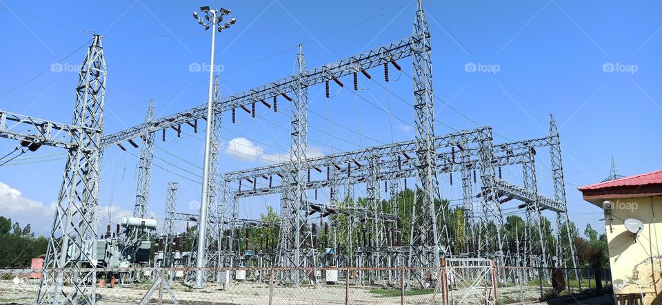 132kv Yard/side of 1*50MVA Power Grid Sub Station(132kv/33kv) of Grid  station Shopian in kashmir Valley J&K.In pic various thecnicalities are clearly depicted including Structures & allied Equipments etc