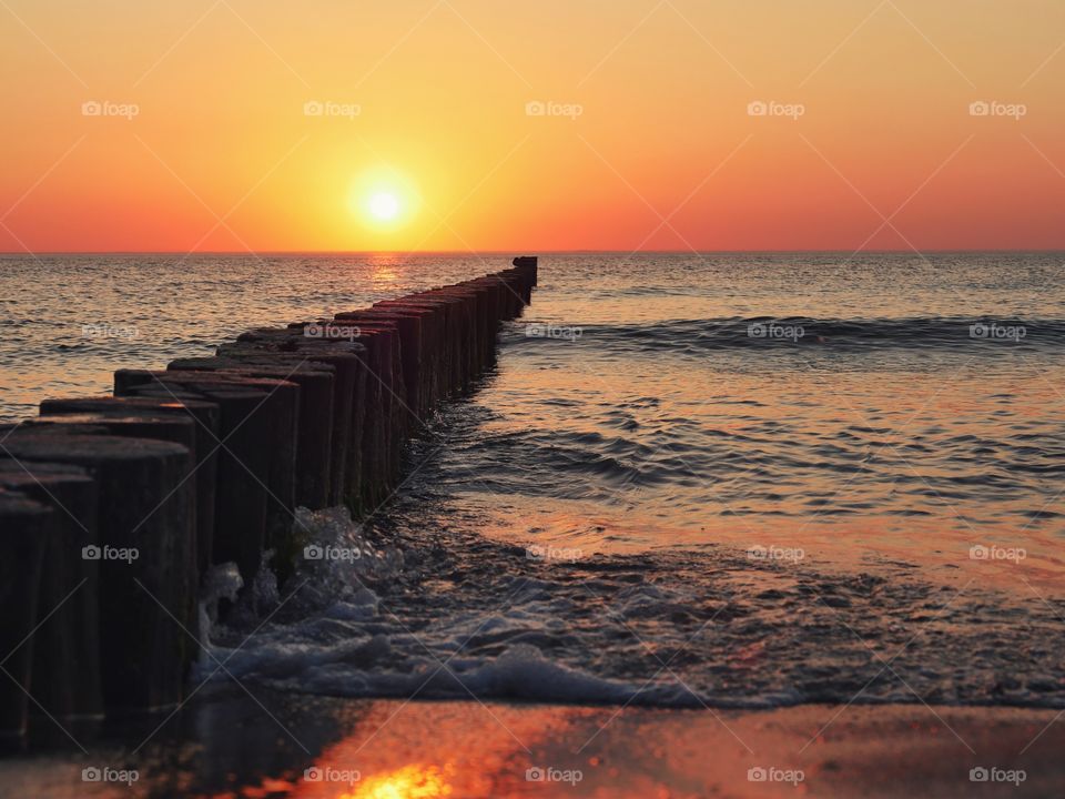 Tranquillity sunset scenes at baltic sea