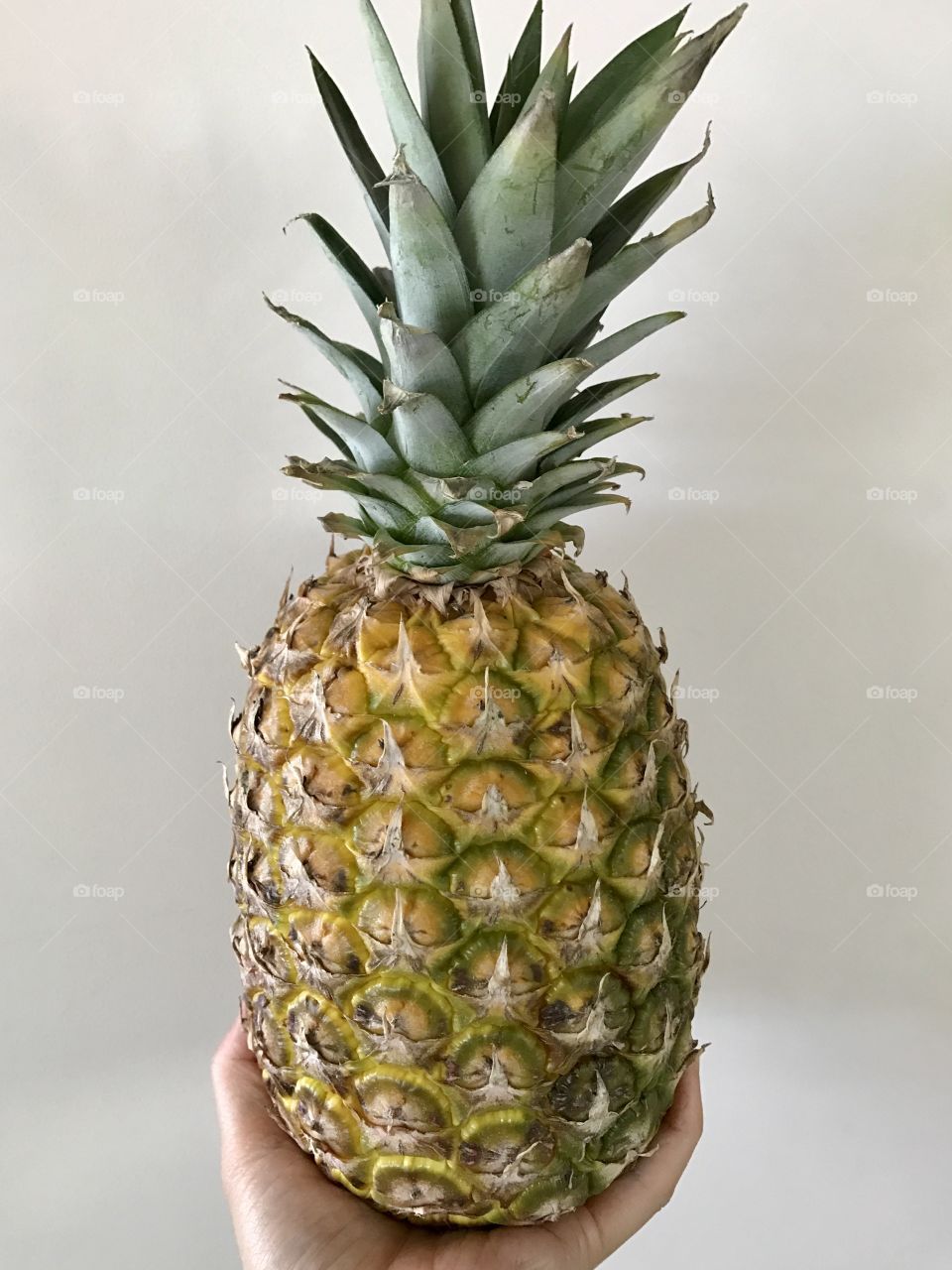 Hand holding a pineapple 