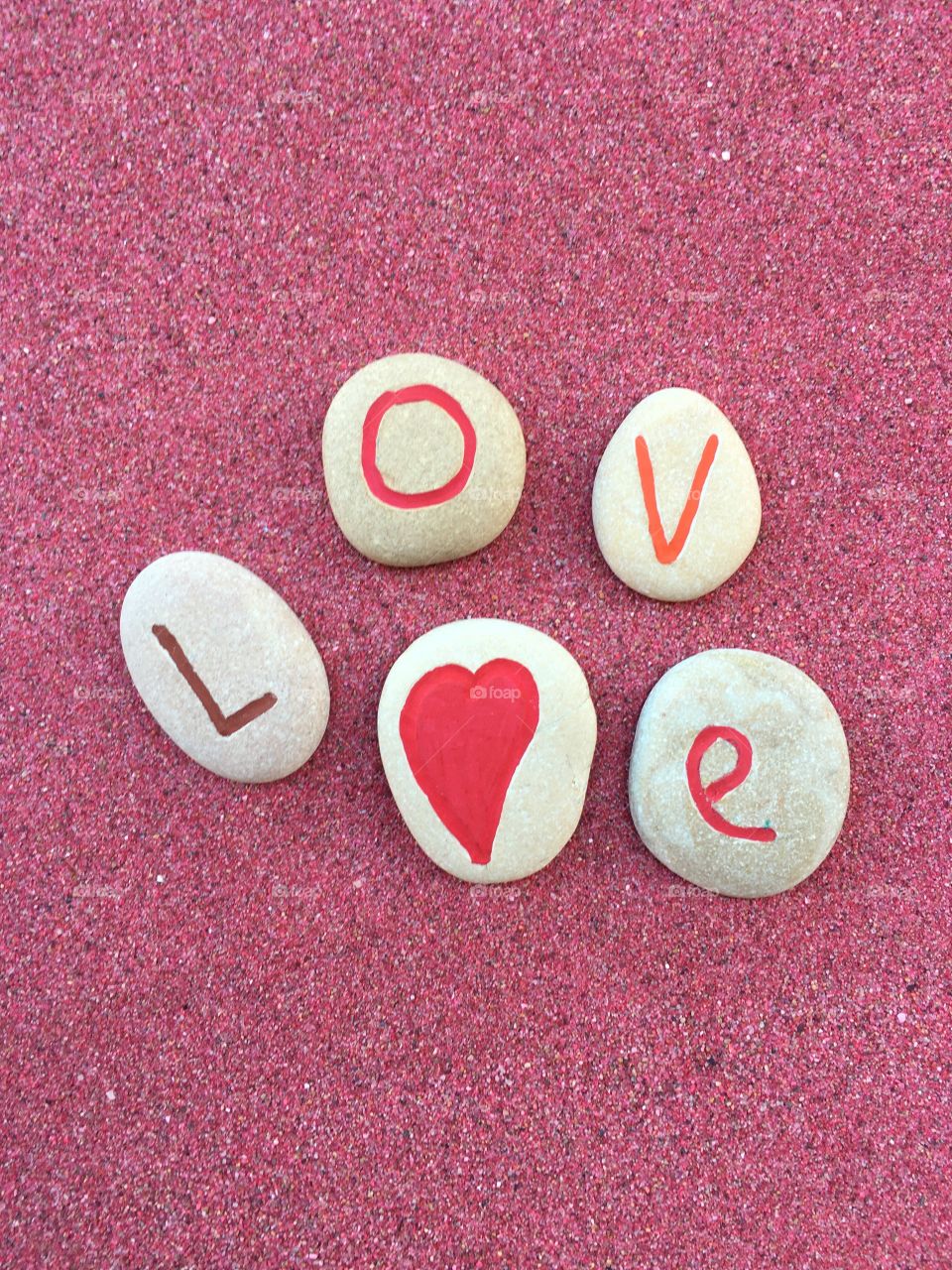 Love message on stones 