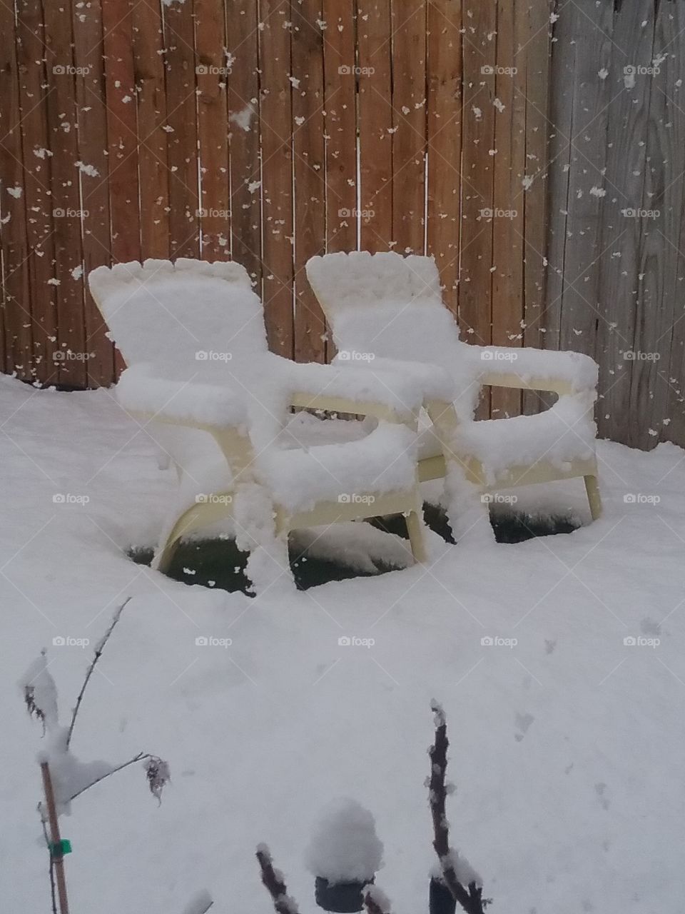 winter snow lawn furniture