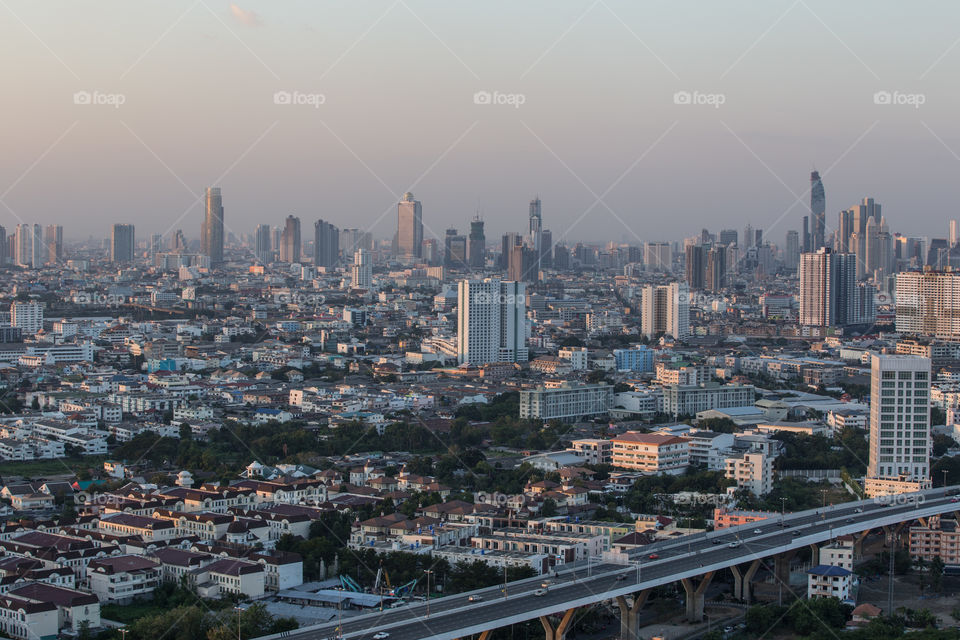 Bird eye view of Bangkok city 
