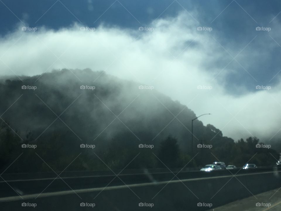 Misty mountains. US-101 Santa Barbara