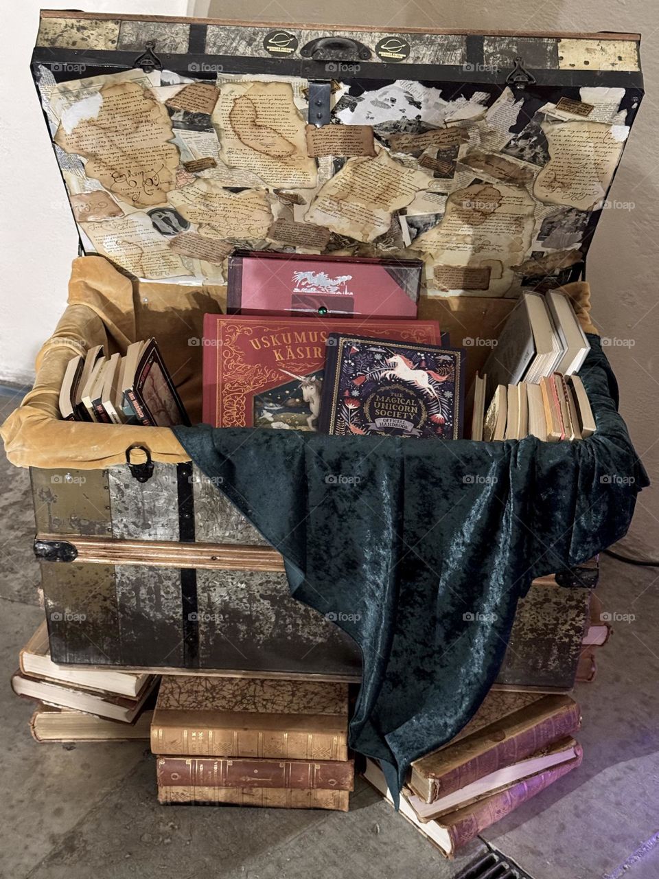 antique chest with books