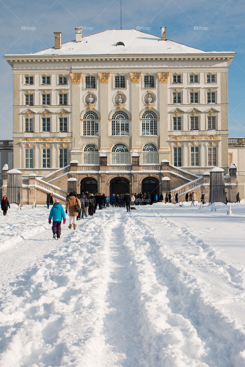 View of Schloss Nymphenburg in winter