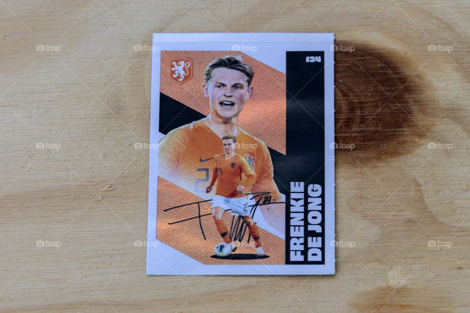 Close Up AH Supermarket Sticker Of Frenkie De Jong At Amsterdam The Netherlands 14-4-2024