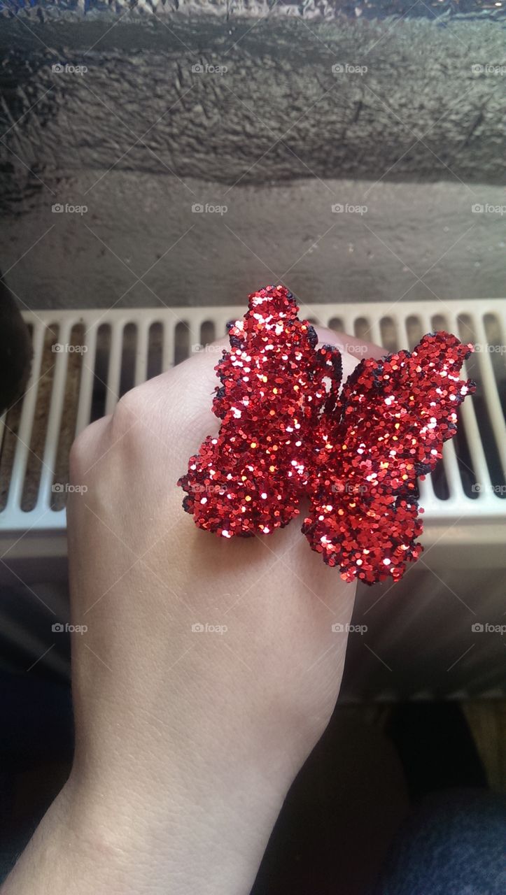 Handmade stuff. Beautiful ring with sparkls. Butterfly