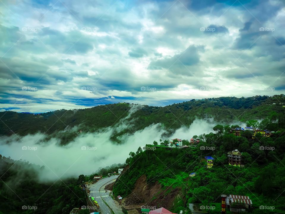 beautiful rainy clouds over the mountains