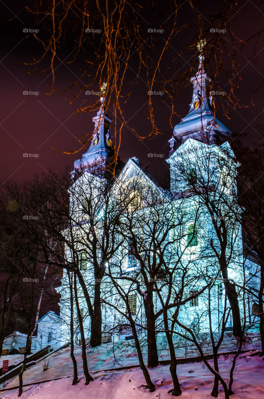 Night Lviv city scene