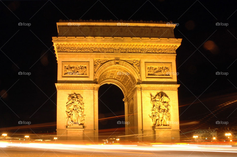 arc de triomphe long exposure night time france by michaelciurleo
