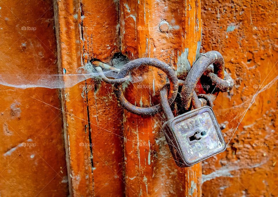 Rusty old padlock