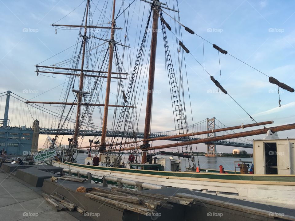 The ships on the dock in Philadelphia 