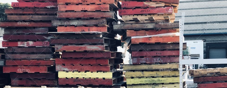 The stack of pallets behind the Home Depot in Emeryville California 
