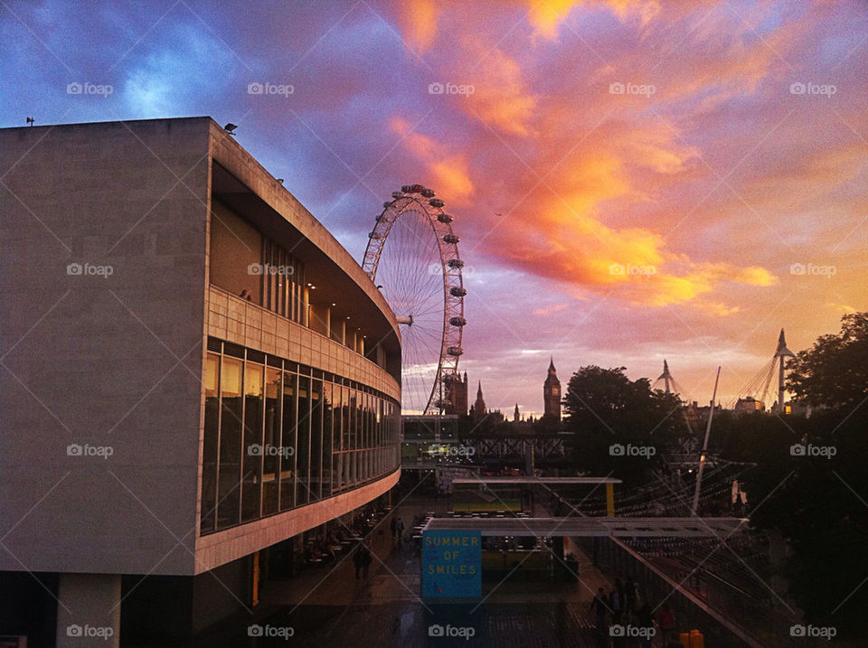 sunset london bigben londoneye by moosyphoto