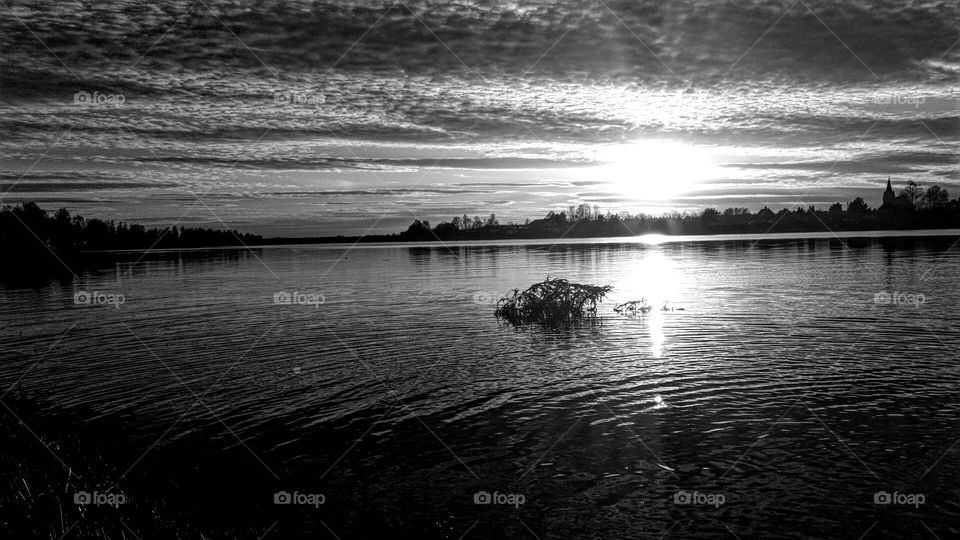 sunset in BW. A photo of the sunset. Edited to BW and twice autocontrast