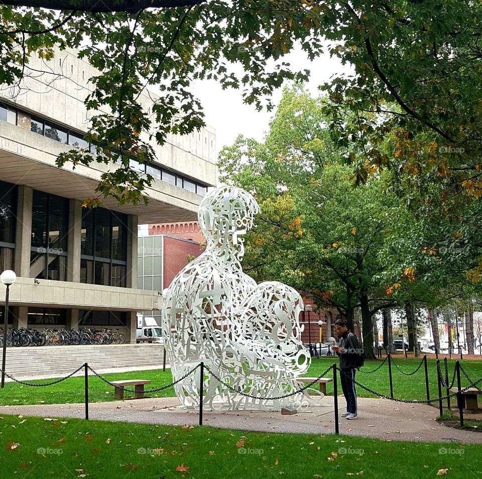 Jaume Plensa’s Alchemist :

A sculptural work by Spanish contemporary artist Jaume Plensa located at MIT in the grassy area between Massachusetts Avenue and the Stratton Student Center.