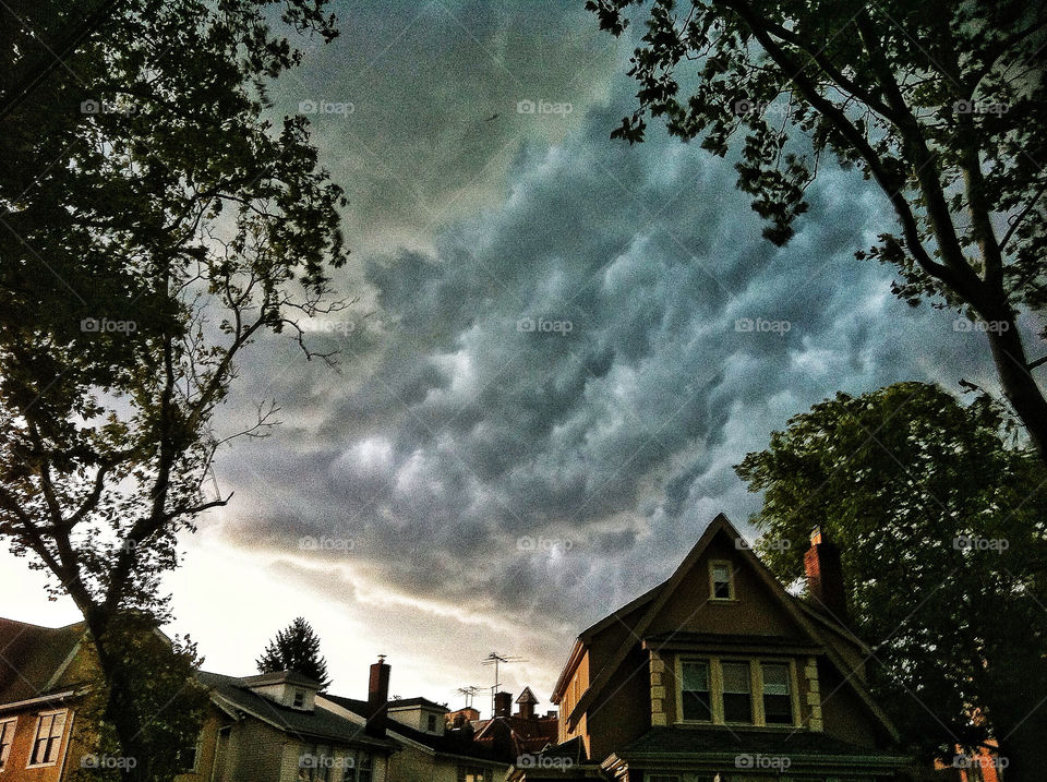 clouds trees house storm by lguarini