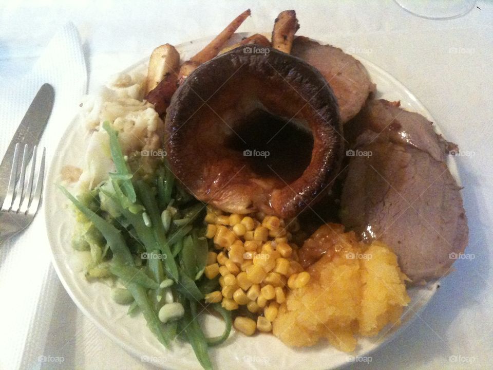 Good English Sunday roast. Proper English roast dinner