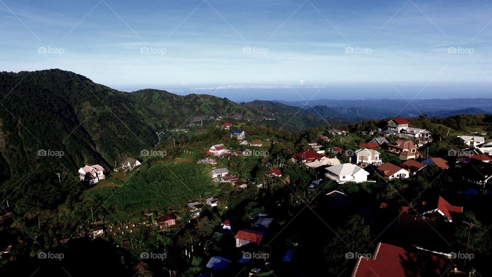 aerial photo view small town in the Philippines