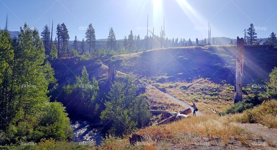 A person hiking on the mountain