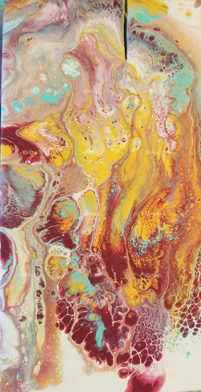 Fluid paint with cells and amazing color.