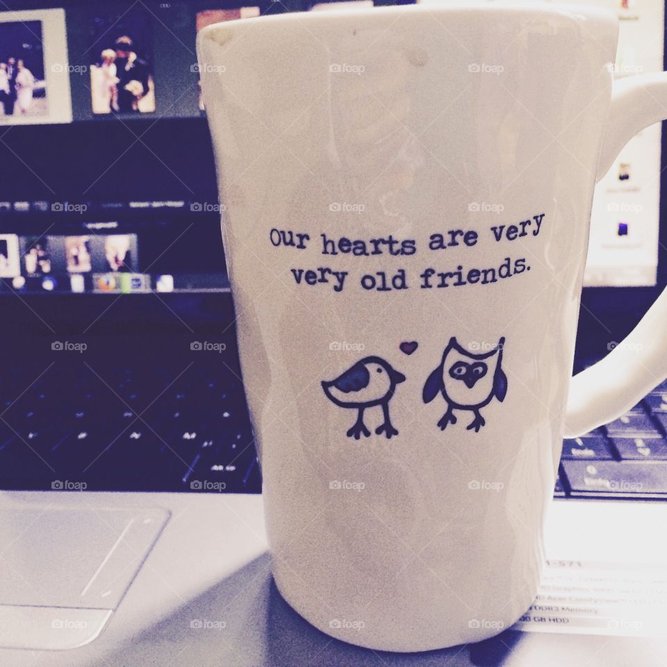 Coffee & Computer . This is my work. Take a Break and Chat with Friends while drinking Coffee 